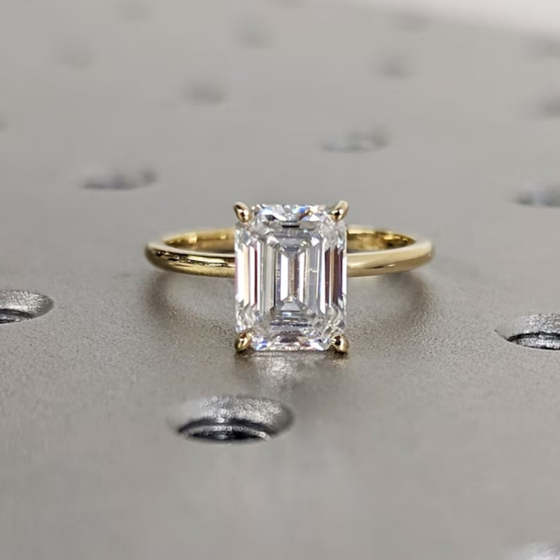 6Ct Baguette Cut White Sapphire Engagement Ring-Miusejewelry