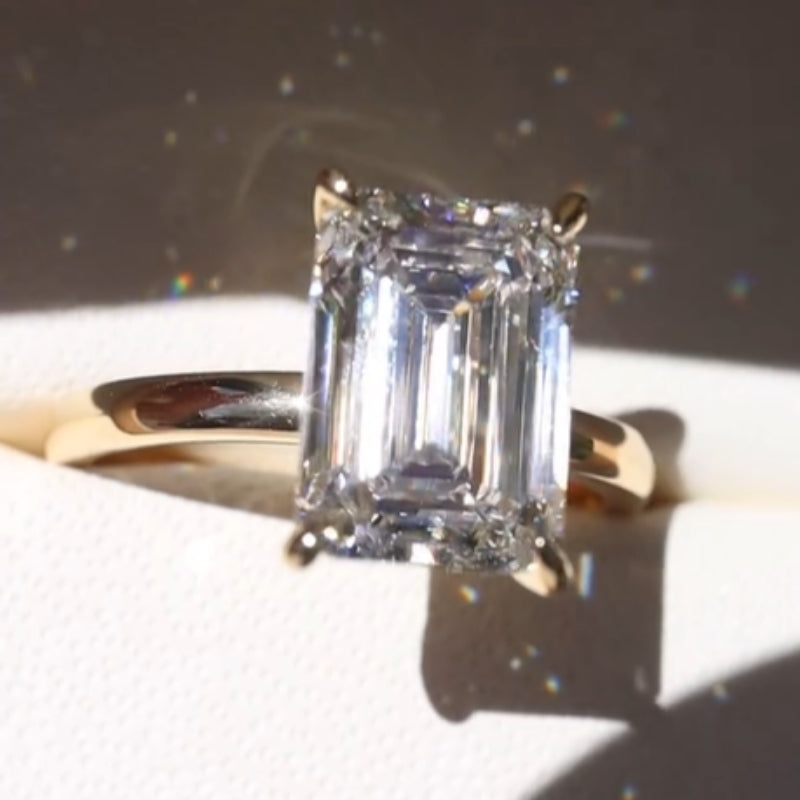 6Ct Baguette Cut White Sapphire Engagement Ring-Miusejewelry