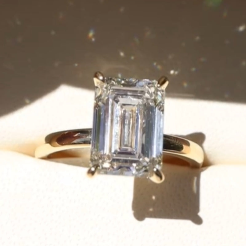 6Ct Baguette Cut White Sapphire Engagement Ring-Miusejewelry