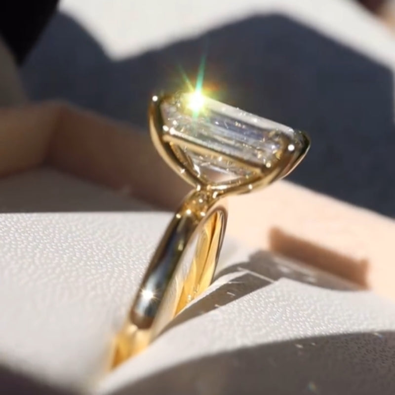 6Ct Baguette Cut White Sapphire Engagement Ring-Miusejewelry