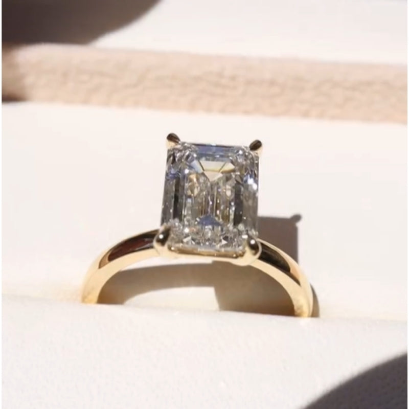6Ct Baguette Cut White Sapphire Engagement Ring-Miusejewelry