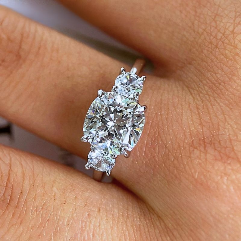9Ct Cushion Cut White Sapphire Engagement Ring-Miusejewelry