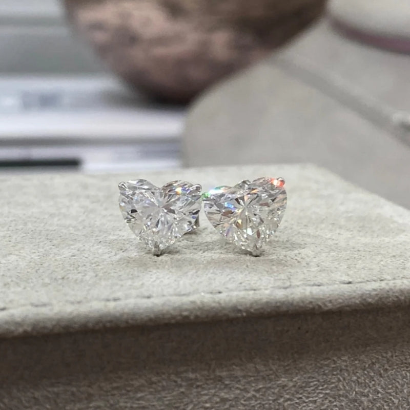 Heart Cut Silver Stud Earrings-Miusejewelry