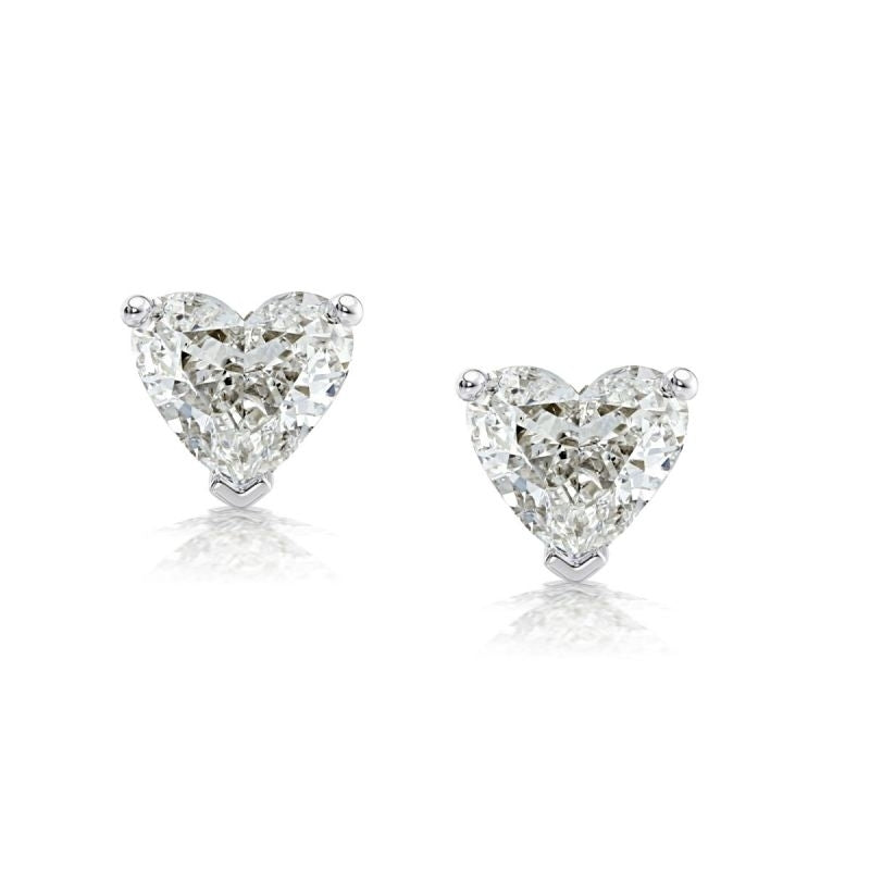 Heart Cut Silver Stud Earrings-Miusejewelry
