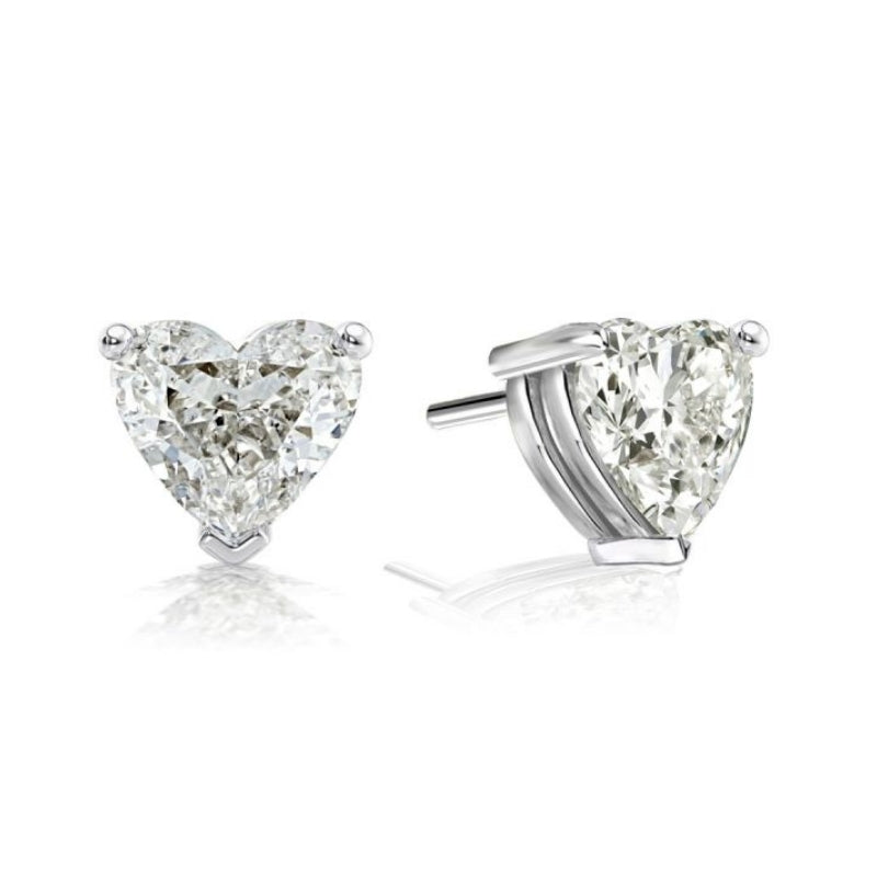 Heart Cut Silver Stud Earrings-Miusejewelry