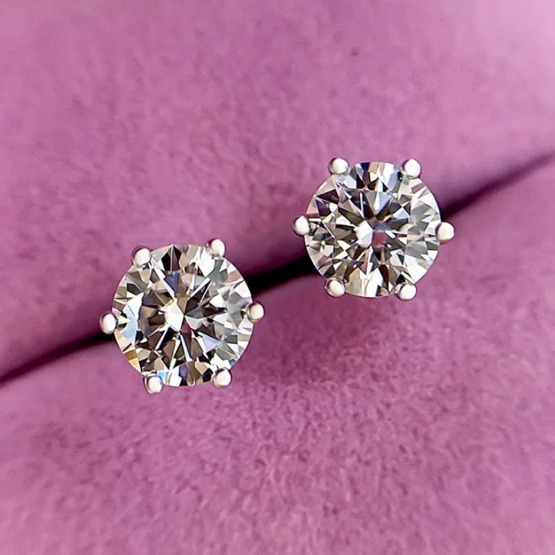 10Ct Classic White Sapphire Round Cut Stud Earrings-Miusejewelry