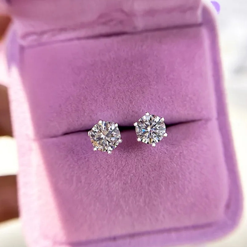 10Ct Classic White Sapphire Round Cut Stud Earrings-Miusejewelry
