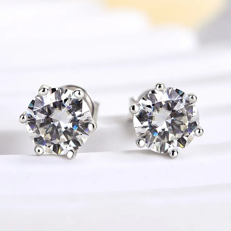 10Ct Classic White Sapphire Round Cut Stud Earrings-Miusejewelry