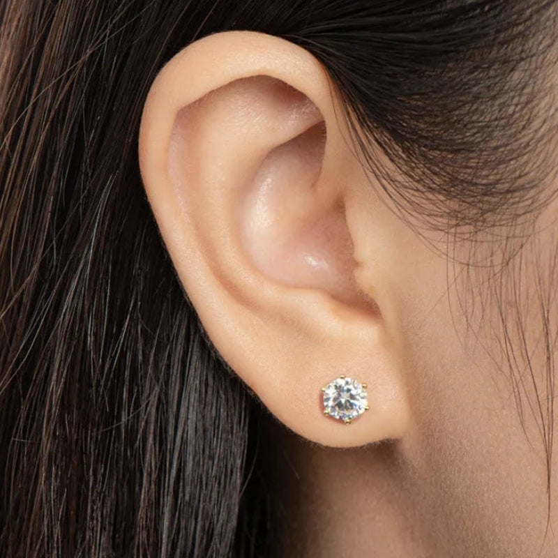 10Ct Classic White Sapphire Round Cut Stud Earrings-Miusejewelry