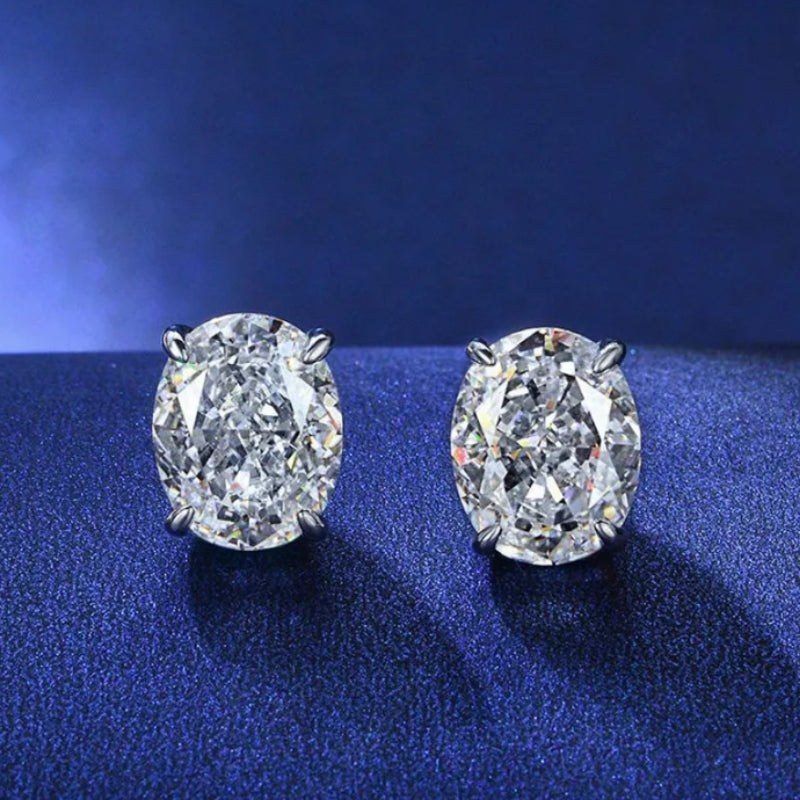 9Ct Oval Cut White Sapphire Stud Earrings-Miusejewelry