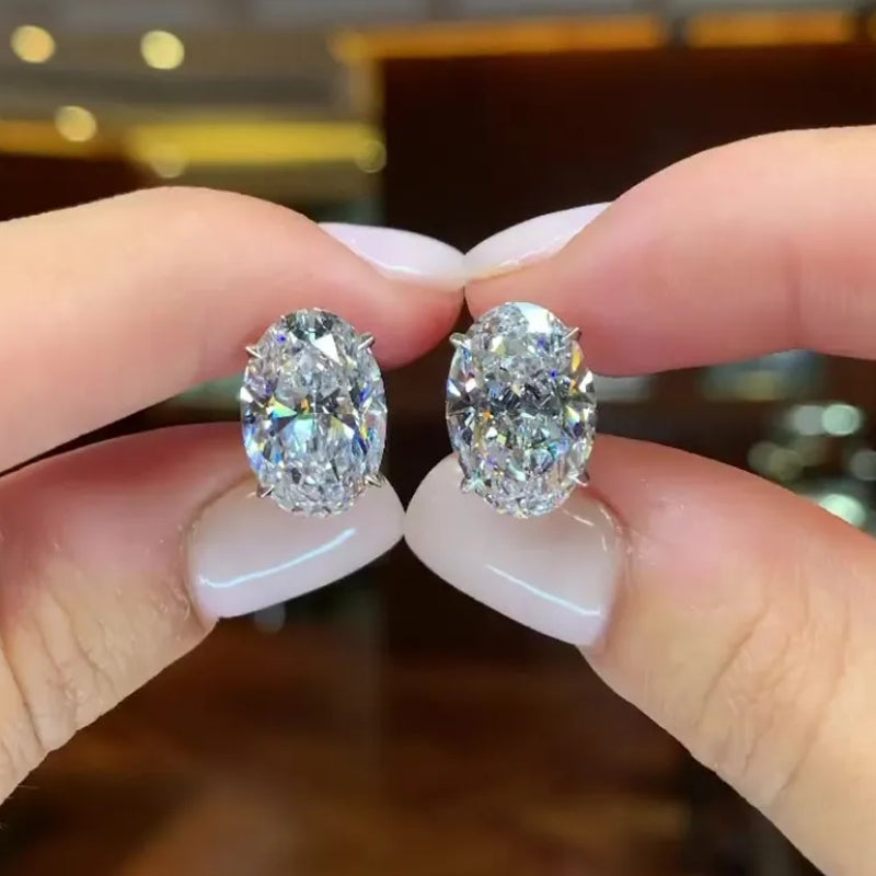 9Ct Oval Cut White Sapphire Stud Earrings-Miusejewelry