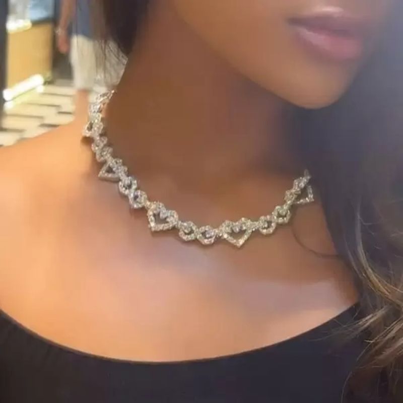 36Ct White Sapphire Paved Infinity Heart Statement Necklace-Miusejewelry