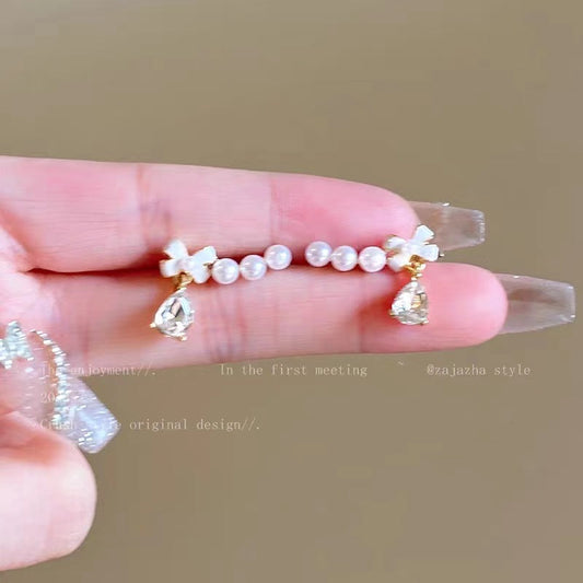 Pearl Bow Light Luxury Super Fairy Zircon Rings