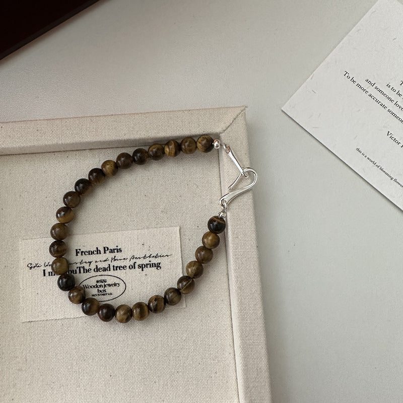 Sier Tiger Eye Design Beaded Buckle Necklaces