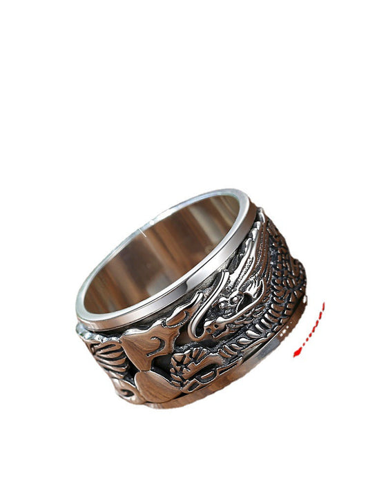 Men's Rotating Retro Personality Wide Face Domineering Rings