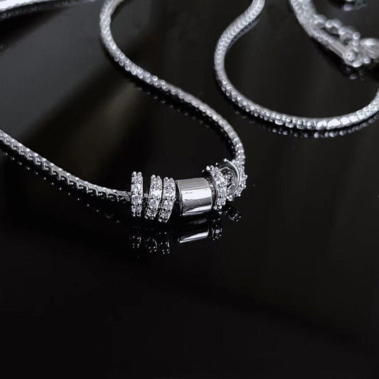 Waist Sier Simple Plaid Metal Pendant Clavicle Necklaces