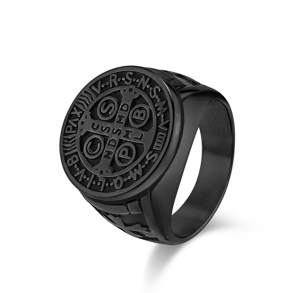 Men's Style Exorcist Titanium Steel Cross Niche Personality Rings