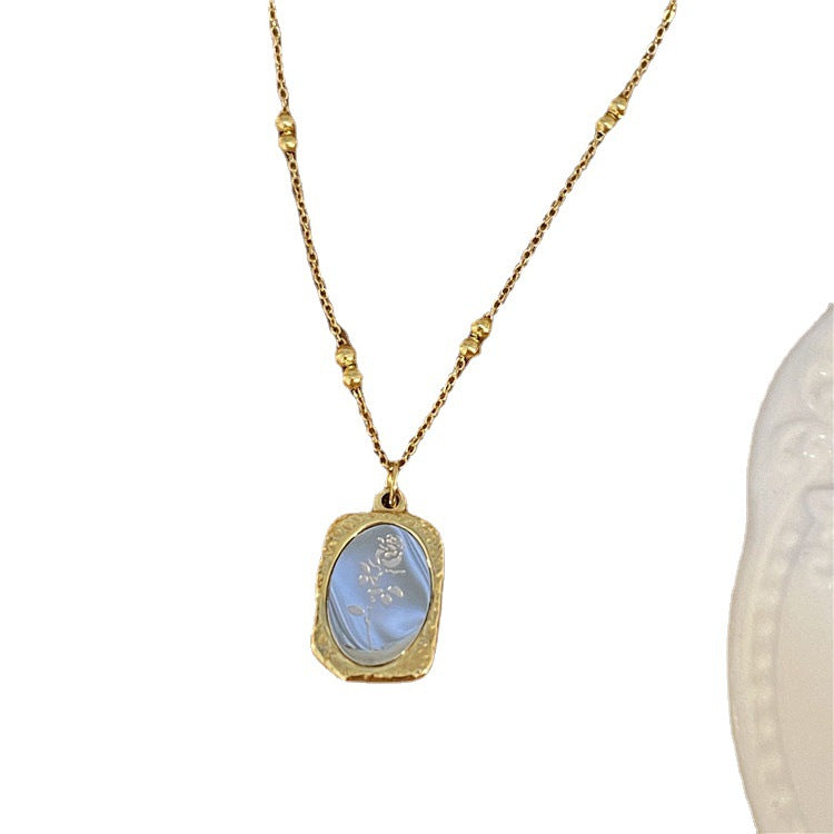 Mirror Rose Sweater Chain Graceful Titanium Necklaces