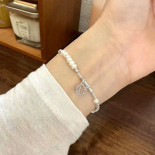 Of Sier Fu Character Pearl Sterling Irregular Cutting Fashion Bracelets