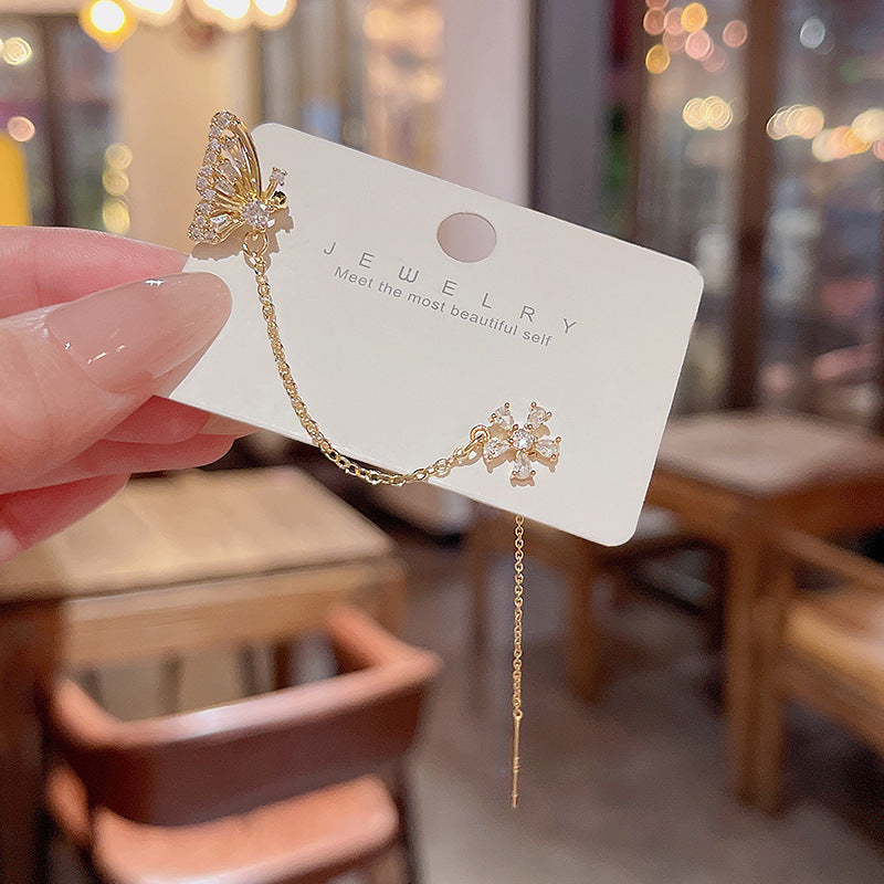 Ear Hanging Female Sier Needle Light Luxury Minority Earrings