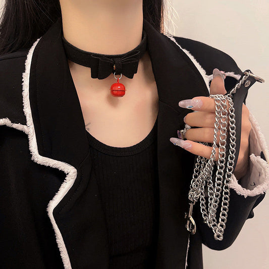 Women's Bell Collar Plush Texture Bow Leather Necklaces