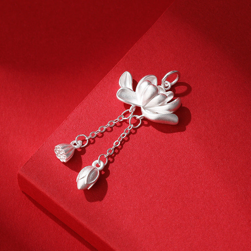 Women's Sier Lotus For Light Luxury Minority Ancient Style Necklaces