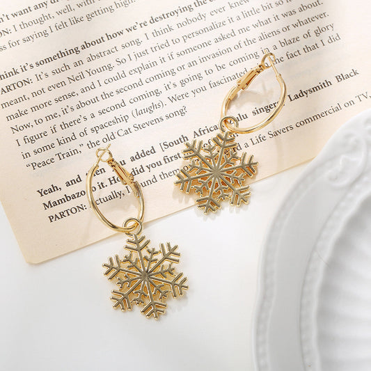Women's Christmas Simple Hollow Snowflake Gift For Earrings
