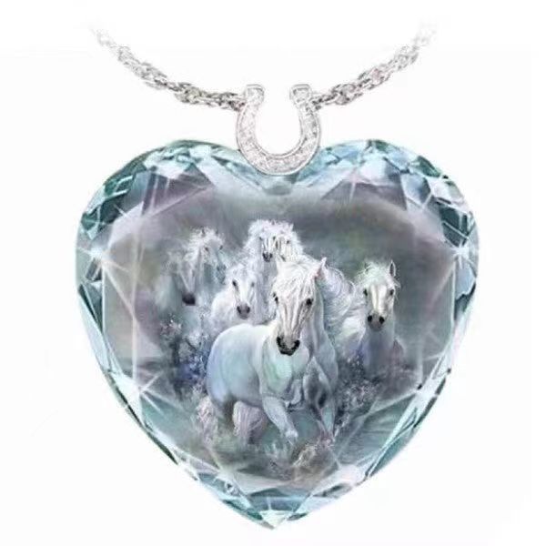 Crystal Peach Heart Pendant Series Simple Necklaces