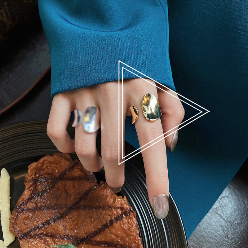 Women's Wide Glossy Open Tail Finger Cold Rings