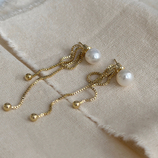 Women's For Pearl Long Tassel Ear Design Earrings