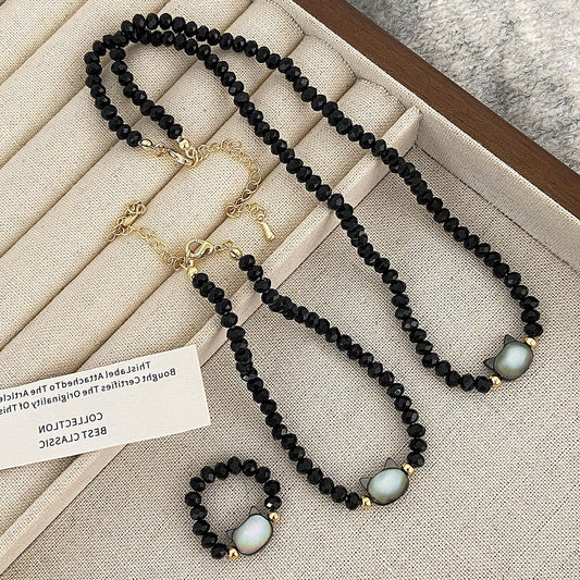 Colorful Kitty Black Crystal High-grade Daily Wear Necklaces