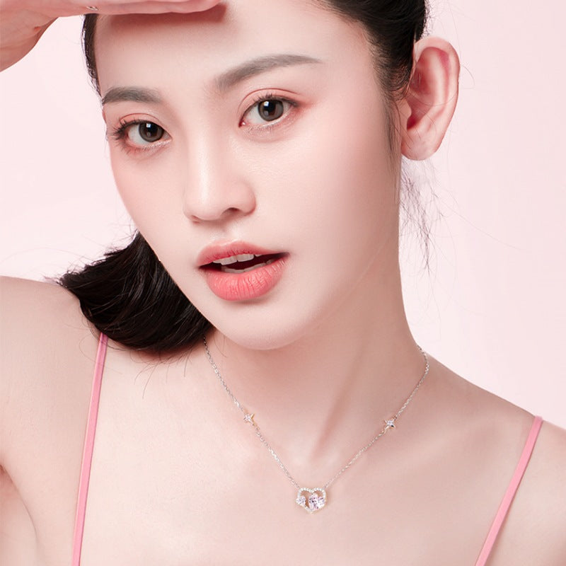 Women's Sterling Sier Fan Heart-moving Clavicle Chain Accessories Necklaces