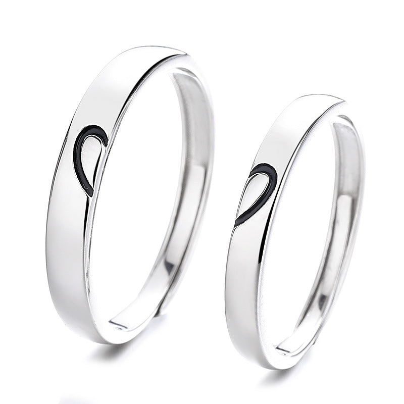 Sier Couple Niche Jewelry Open-end Personality Rings