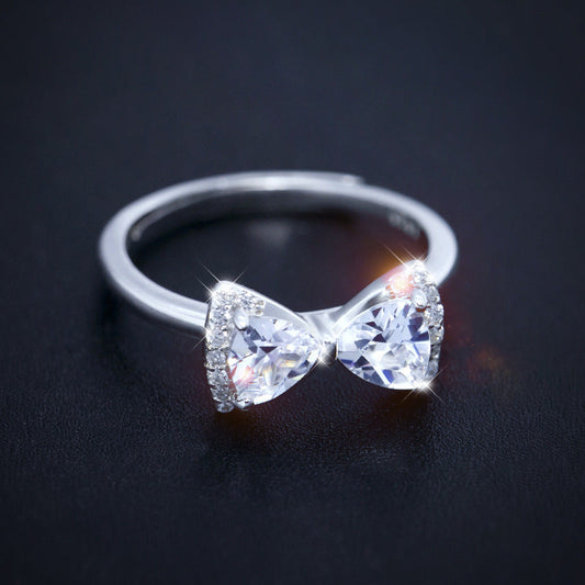 Style Sier Plated Fashion Sweet Bow Switchable Index Finger Rings