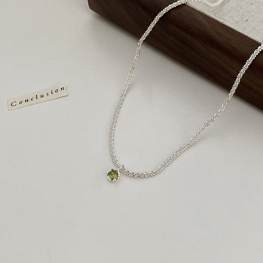 Fashion Sparkling Diamond Green Pendant Dignified Sense Necklaces
