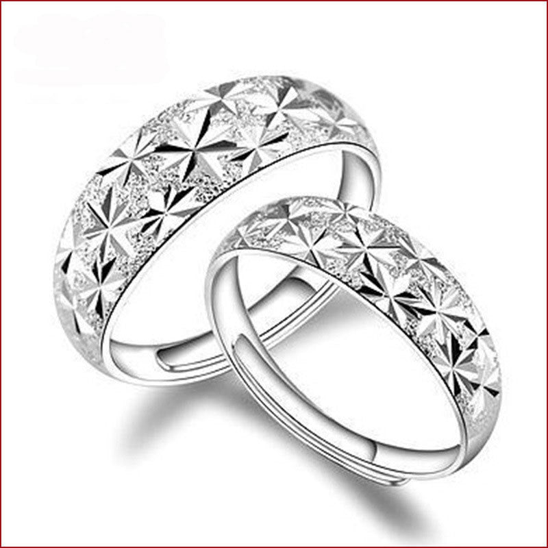 Women's & Men's Sier Plated Couple Temperament Female Starry Rings