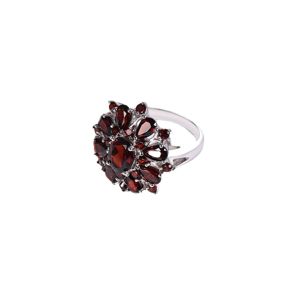 Inlaid Pomegranate Ruby Female Full Diamond Rings