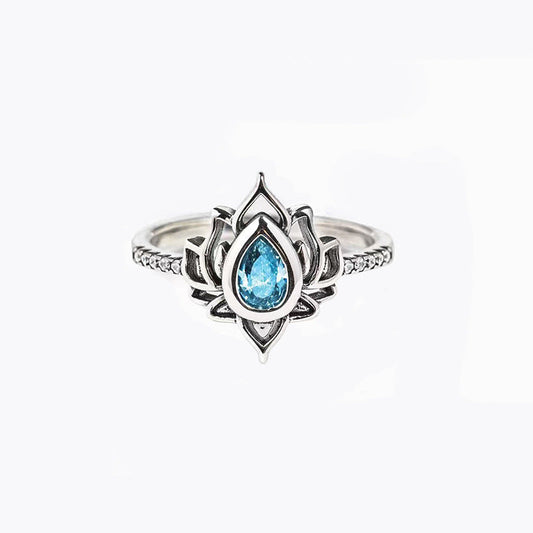 Women's Water Drop Flower Ornament Rhinestone Zircon Rings