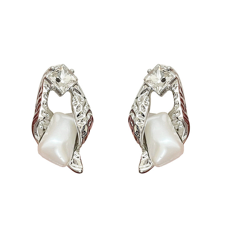 Women's Sense Irregular Lava Pearl Ear Light Luxury High-grade Mori Earrings