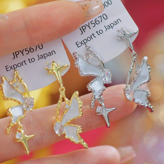 Cross Zircon Asymmetric Light Luxury Drop Earrings