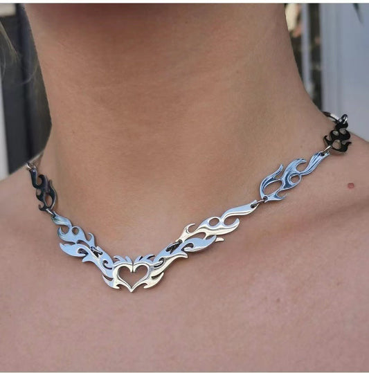 Fashion Punk Hollow Heart Hip Hop Necklaces