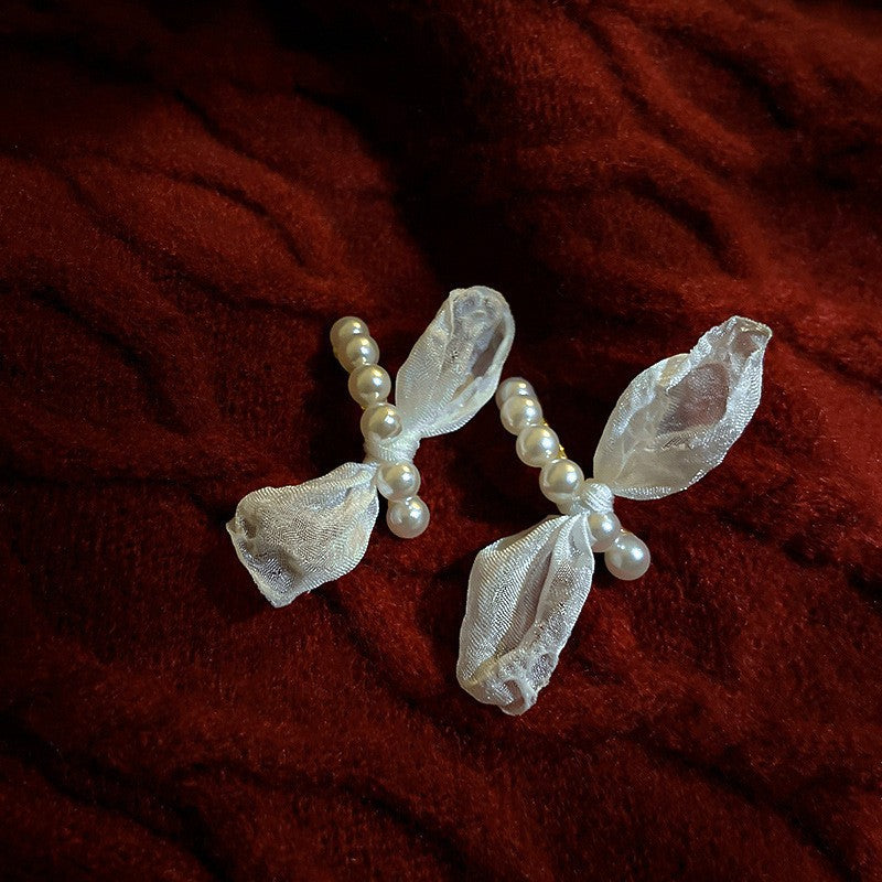 Purple Pearl Diamond Flower Fashion Geometry Pattern Temperament Wild Earrings