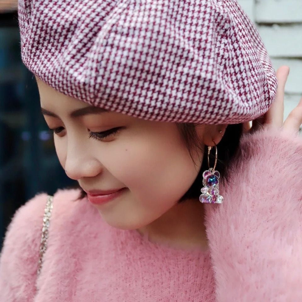 Cute Transparent Bear Ear Design Sense Special Earrings