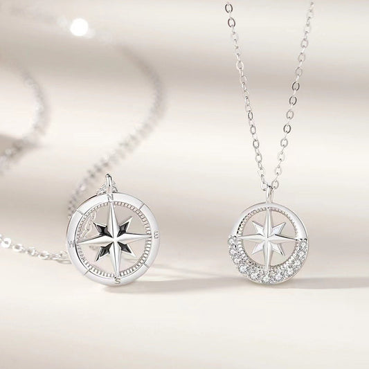 Awn Star Compass Couple Pair Of Necklaces