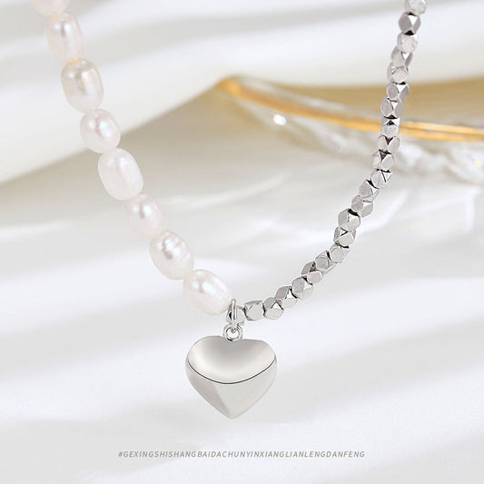 Women's Sier Freshwater Pearl Small Pieces Of Love Light Luxury Necklaces