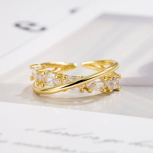 Cross Zircon Female Design High-grade Firming Rings