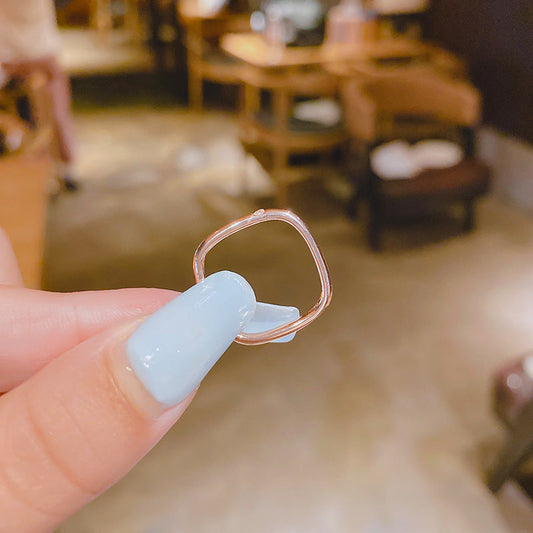 Micro Inlaid Zircon Couple Small Square Finger Pair Of Rings