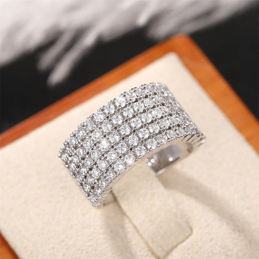Women's Shi Luxury Five Rows Full Diamond Rings