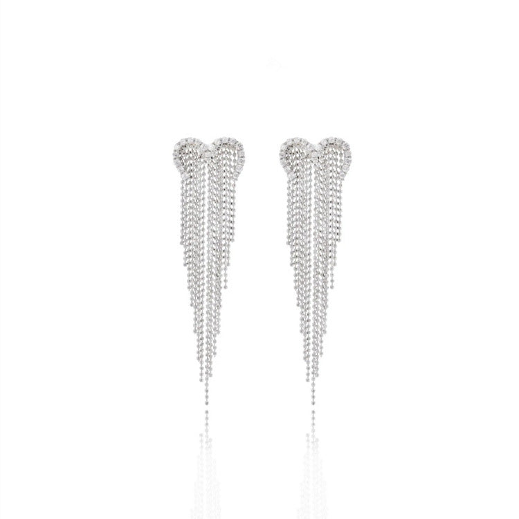 Women's Wild Korean Style Long Full Diamond Earrings