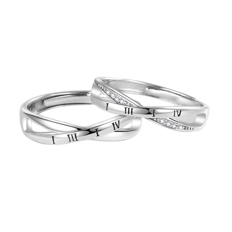 Roman Digital Life Couple Sterling Sier Rings